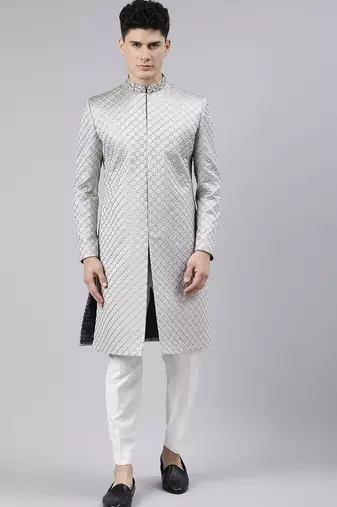 Silky silver classic indo western
