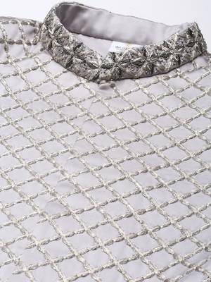 Silky silver classic indo western 2