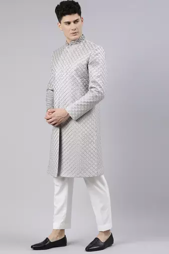 Silky silver classic indo western