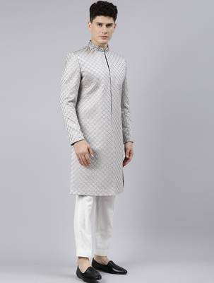 Silky silver classic indo western 4