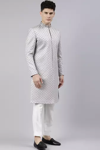 Silky silver classic indo western