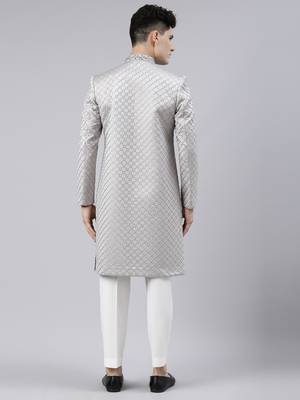 Silky silver classic indo western 5