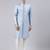 Powder blue jacquard achkan