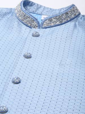 Powder blue jacquard achkan 2