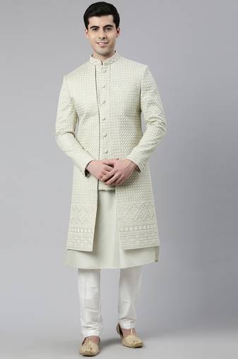 Pistachio embroidered  indo western with kurta