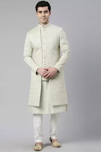 Pistachio embroidered  indo western with kurta