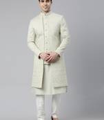 Pistachio embroidered  indo western with kurta