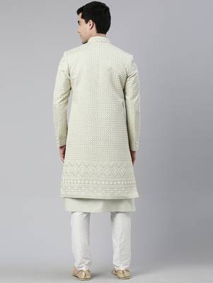 Pistachio embroidered  indo western with kurta 5