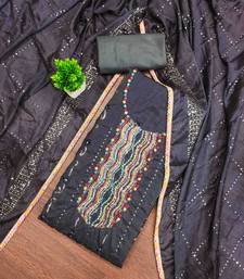 Women's black embroidered dress material