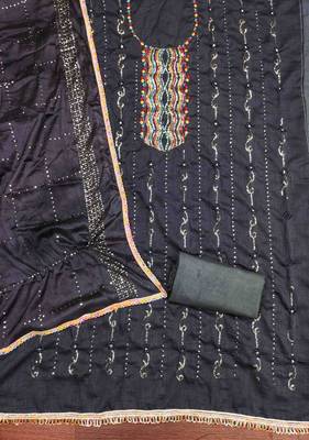 Women's black embroidered dress material 4