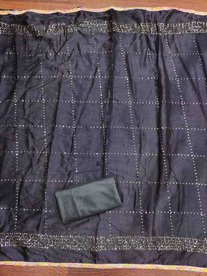 Women's black embroidered dress material 5