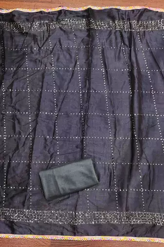 Women's black embroidered dress material