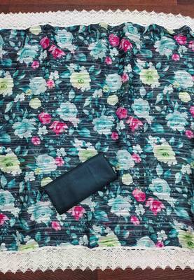 Women's navy blue embroidered dress material 4