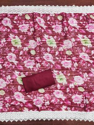 Women's maroon embroidered dress material 4