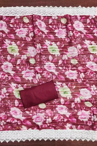 Women's maroon embroidered dress material