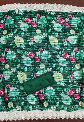 Women's dark green embroidered dress material 4