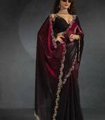 Blood Red Shaded Diamond Jarkhan Work silk blend Saree