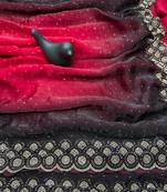 Blood Red Shaded Diamond Jarkhan Work silk blend Saree