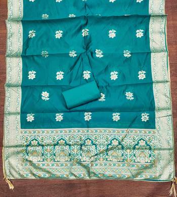Women's teal handwork dress material 5