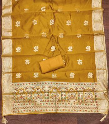 Women's mustard handwork dress material 5