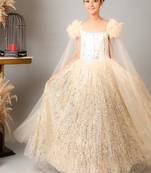 Gold embroidered net gown