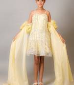Yellow embroidered organza dress