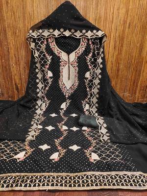 Women's black embroidered dress material 2
