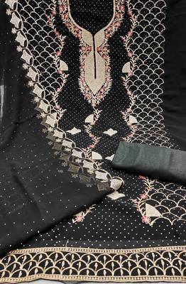 Women's black embroidered dress material 3