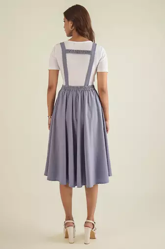 Women lavender pinafore flared dress