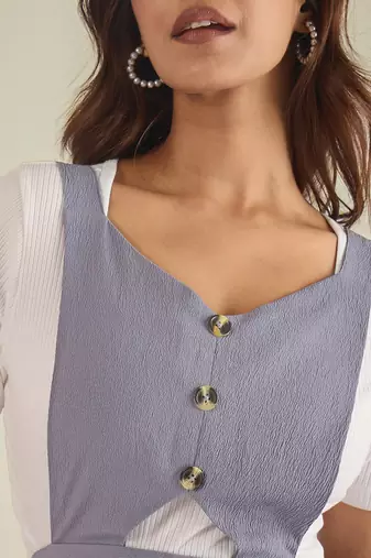 Women lavender pinafore flared dress