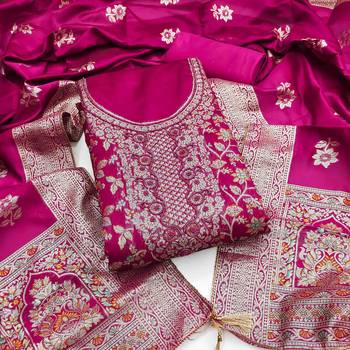 Women's magenta handwork dress material 2