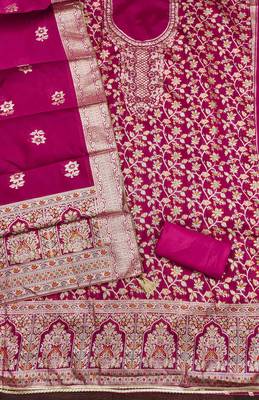 Women's magenta handwork dress material 4