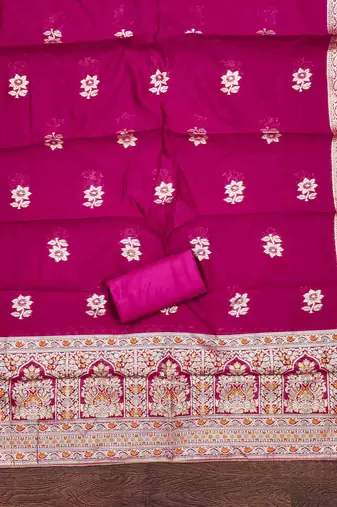 Women's magenta handwork dress material