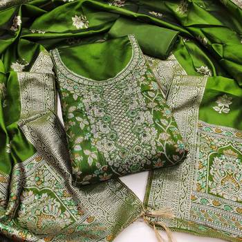 Women's green handwork dress material 2