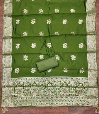 Women's green handwork dress material 5