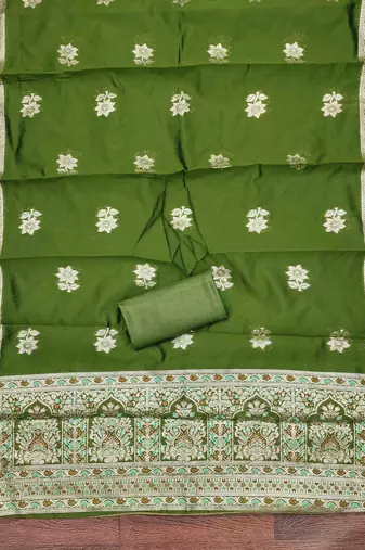 Women's green handwork dress material