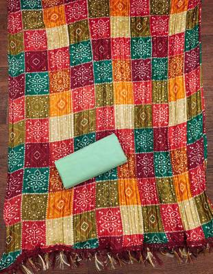 Women's sea green embroidered dress material 5