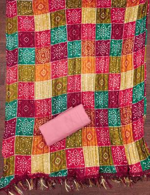 Women's pink embroidered dress material 5