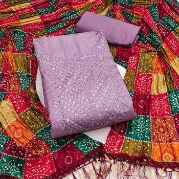 Women's lavender embroidered dress material 2