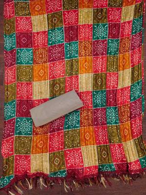beige cotton dress material with embroidered design 5