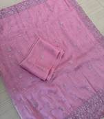 Pink sequin And Thread Embroidered Kota Chex Saree