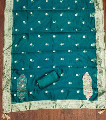 Women's teal handwork dress material 5