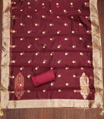 Women's maroon handwork dress material 5