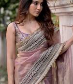 Lavender sequin And Dori Embroidered Twil Net Saree