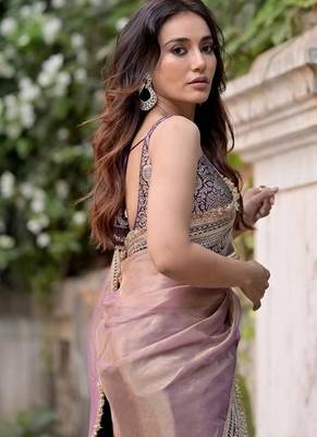 Lavender sequin And Dori Embroidered Twil Net Saree 2