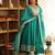 Green embroidered cotton anarkali