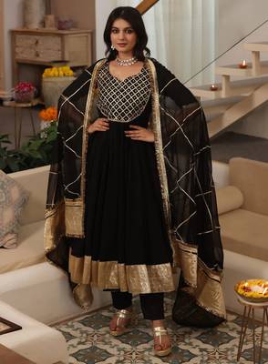 Black embroidered muslin anarkali 2