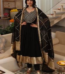 Black embroidered muslin anarkali