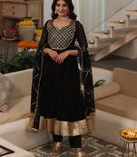 Black embroidered muslin anarkali