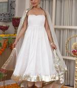 White plain georgette anarkali